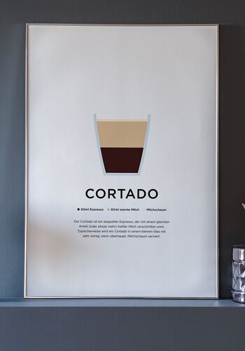 Affiche café Cortado avec préparation (Allemand) - 70 x 100 cm 4