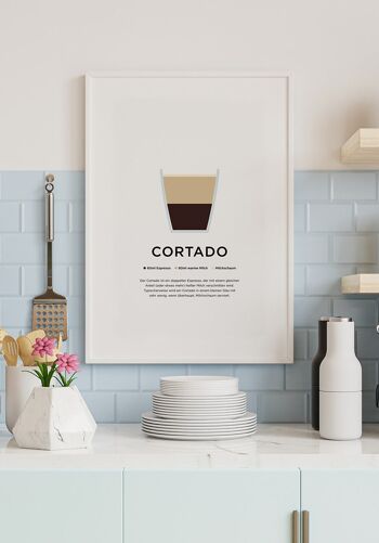Affiche café Cortado avec préparation (Allemand) - 70 x 100 cm 5