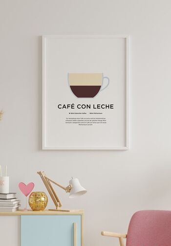 Affiche Café con leche avec préparation (Allemand) - 21 x 30 cm 3