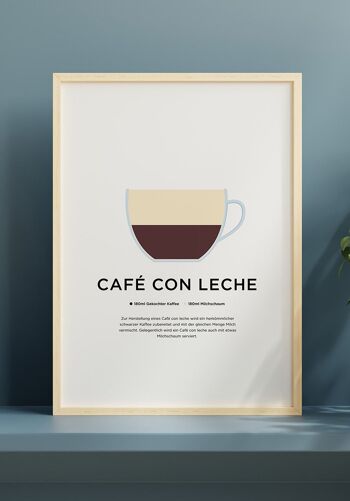 Affiche Café con leche avec préparation (Allemand) - 21 x 30 cm 5