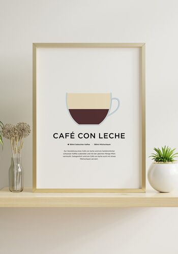 Affiche Café con leche avec préparation (Allemand) - 30 x 40 cm 4