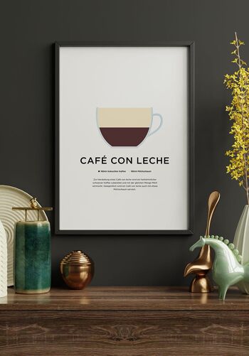 Affiche Café con leche avec préparation (Allemand) - 70 x 100 cm 2