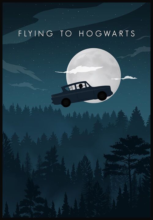 Flying to Hogwarts Poster - 21 x 30 cm