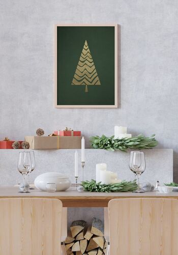 Affiche Sapin de Noël Doré - 30 x 40 cm 3