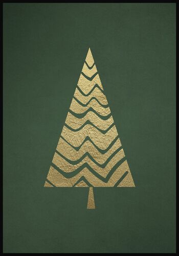 Affiche Sapin de Noël Doré - 70 x 100 cm 1