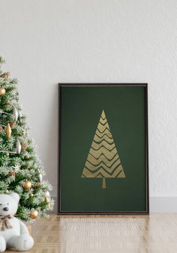 Affiche Sapin de Noël Doré - 70 x 100 cm 2