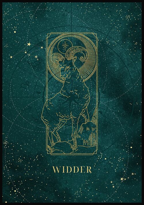 Mystic Moon Sternzeichen Poster - 21 x 30 cm - Widder