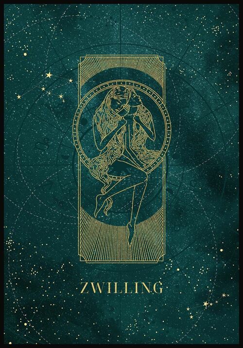 Mystic Moon Sternzeichen Poster - 21 x 30 cm - Zwillinge