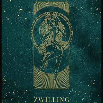 Poster Mystic Moon Zodiac - 21 x 30 cm - Gémeaux