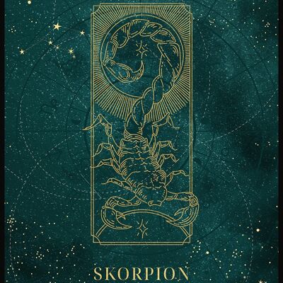 Poster dello zodiaco della luna mistica - 21 x 30 cm - Scorpione