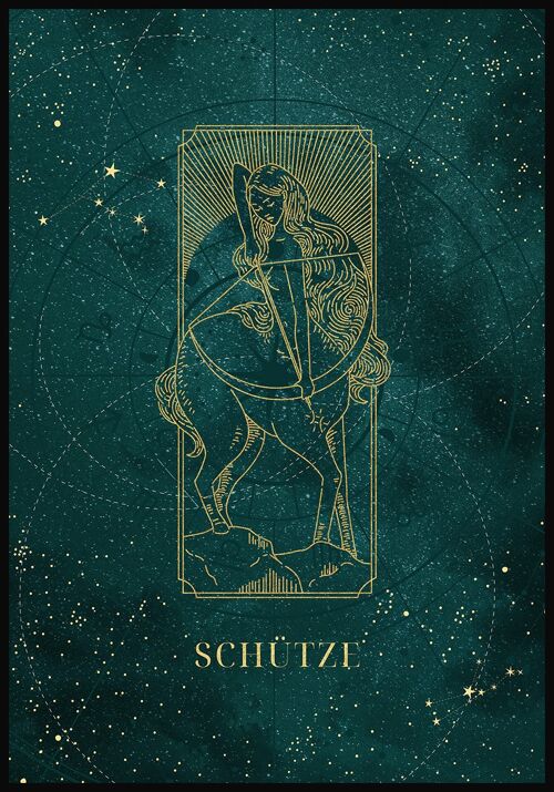 Mystic Moon Sternzeichen Poster - 21 x 30 cm - Schütze