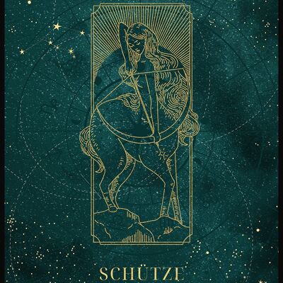 Poster dello zodiaco della luna mistica - 21 x 30 cm - Sagittario