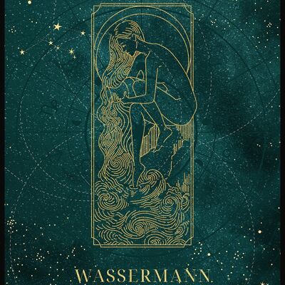 Mystic Moon Sternzeichen Poster - 30 x 40 cm - Wassermann