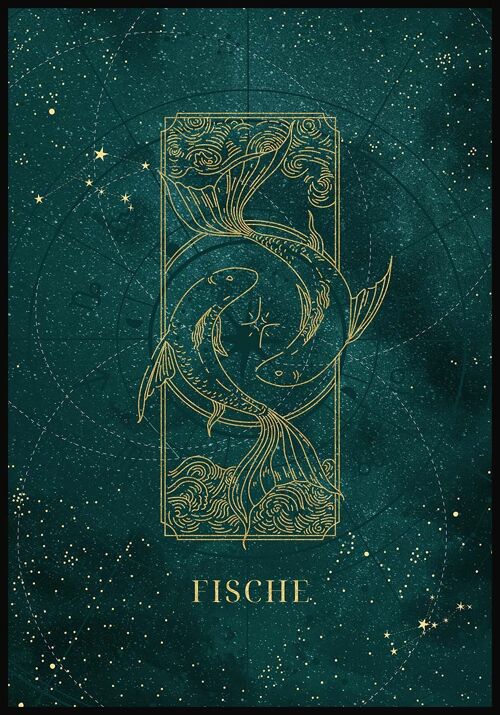 Mystic Moon Sternzeichen Poster - 30 x 40 cm - Fische