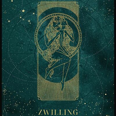 Mystic Moon Sternzeichen Poster - 30 x 40 cm - Zwillinge