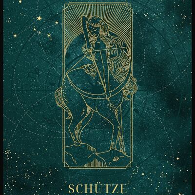 Poster dello zodiaco della luna mistica - 30 x 40 cm - Sagittario