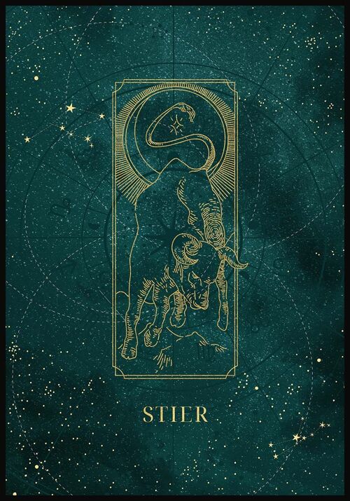 Mystic Moon Sternzeichen Poster - 40 x 50 cm - Stier