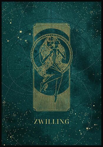 Poster Mystic Moon Zodiac - 50 x 70 cm - Gémeaux 1