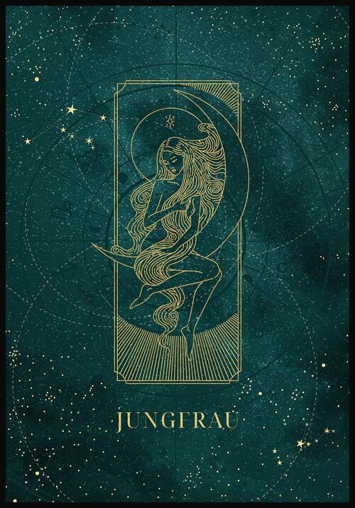 Mystic Moon Sternzeichen Poster - 50 x 70 cm - Jungfrau
