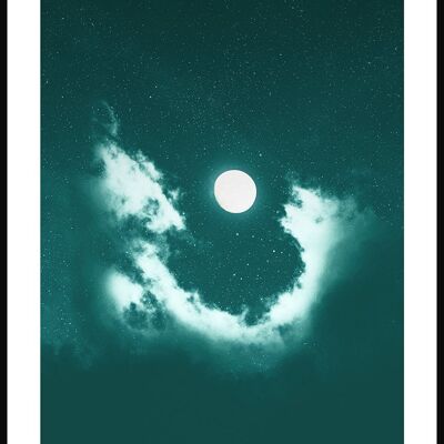 Póster Mística Luna Llena con Nubes - 21 x 30 cm