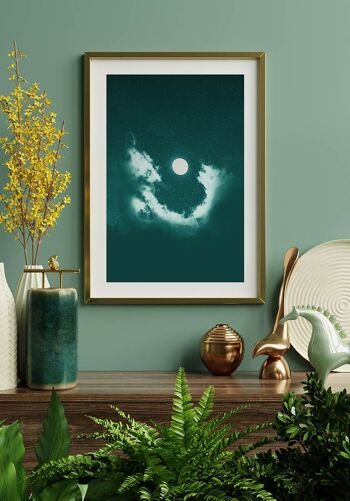 Affiche Mystique Pleine Lune avec Nuages - 21 x 30 cm 2