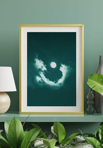 Affiche Mystique Pleine Lune avec Nuages - 21 x 30 cm 3