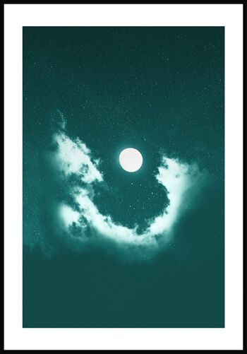 Affiche Mystique Pleine Lune avec Nuages - 30 x 40 cm 1