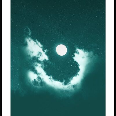 Poster mistico luna piena con nuvole - 50 x 70 cm