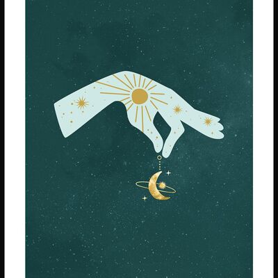 Mystische Hand hält Halbmond Poster - 21 x 30 cm