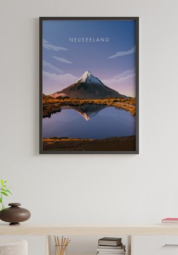 Affiche illustrée Nouvelle-Zélande avec Volcan - 21 x 30 cm 3