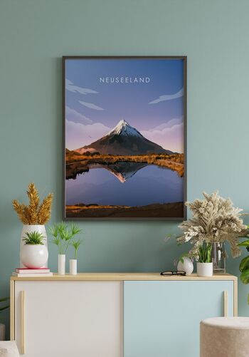 Affiche illustrée Nouvelle-Zélande avec Volcan - 21 x 30 cm 4