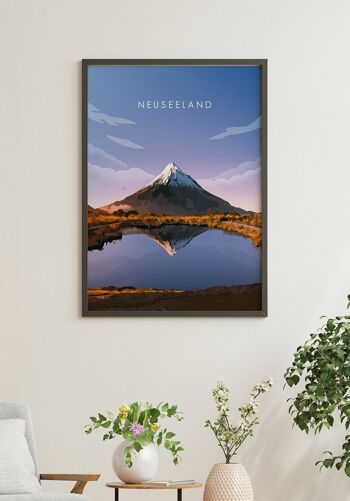Affiche illustrée Nouvelle-Zélande avec Volcan - 40 x 50 cm 6