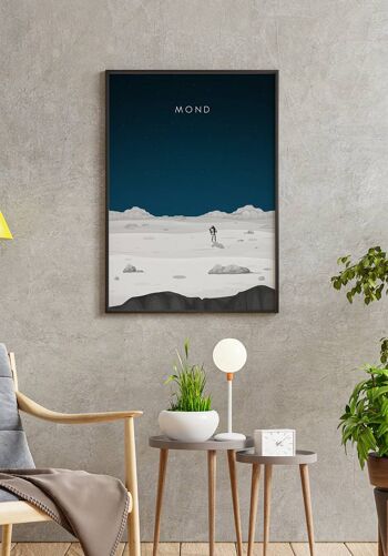 Affiche illustrée Lune avec astronaute - 21 x 30 cm 4