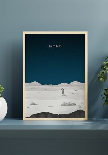 Affiche illustrée Lune avec astronaute - 30 x 40 cm 5