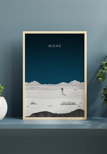 Affiche illustrée Lune avec astronaute - 50 x 70 cm 5