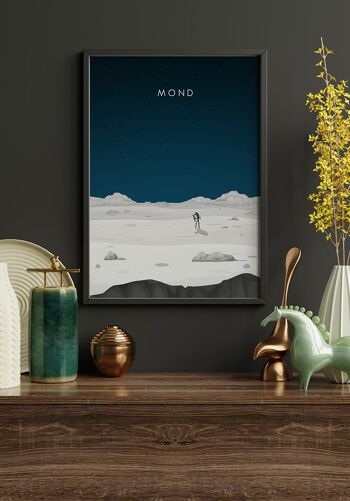 Affiche illustrée Lune avec astronaute - 50 x 70 cm 6