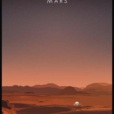 Affiche illustrée Mars avec Rover - 21 x 30 cm