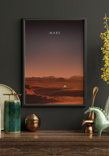 Affiche illustrée Mars avec Rover - 21 x 30 cm 2