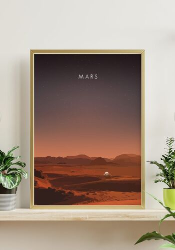 Affiche illustrée Mars avec Rover - 21 x 30 cm 4