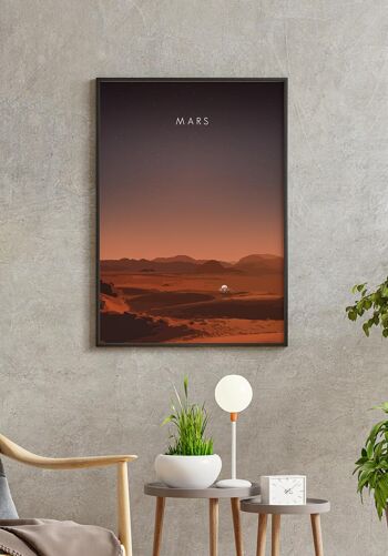 Affiche illustrée Mars avec Rover - 70 x 100 cm 3