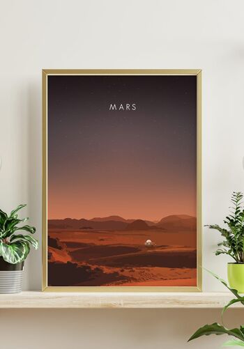 Affiche illustrée Mars avec Rover - 70 x 100 cm 4