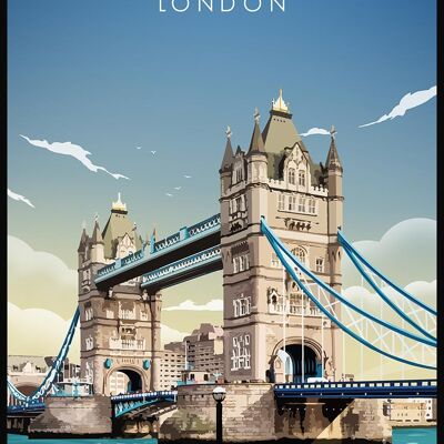 Affiche illustrée London Tower Bridge - 21 x 30 cm