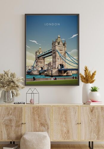 Affiche illustrée London Tower Bridge - 30 x 40 cm 2