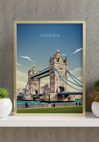 Affiche illustrée London Tower Bridge - 30 x 40 cm 3