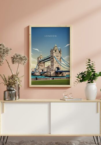 Affiche illustrée London Tower Bridge - 30 x 40 cm 5