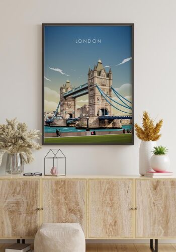 Affiche illustrée London Tower Bridge - 40 x 50 cm 2