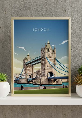 Affiche illustrée London Tower Bridge - 40 x 50 cm 3