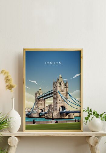 Affiche illustrée London Tower Bridge - 40 x 50 cm 4