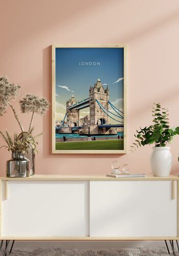 Affiche illustrée London Tower Bridge - 40 x 50 cm 5