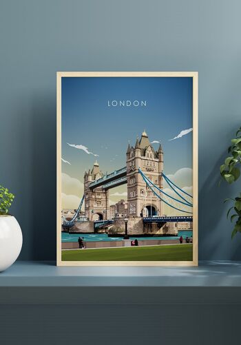 Affiche illustrée London Tower Bridge - 40 x 50 cm 6